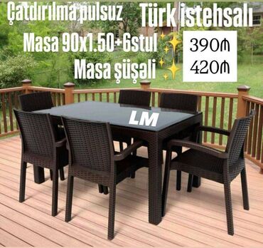 Masa və oturacaq dəstləri: Yeni Plastik masa dəsti📌 Türk istehsalı masa+6STUL 📌 Qiymət: 390₼