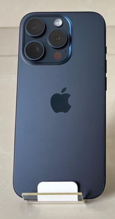 Apple iPhone: IPhone 15 Pro, 128 GB, Blue Titanium, Qırıq, Simsiz şarj, Face ID