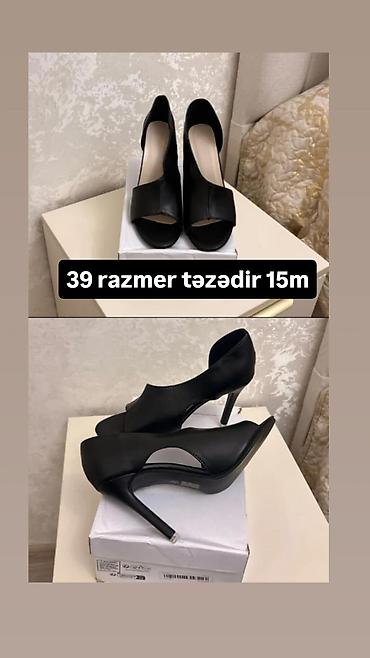 eyaqabı: Qadın açıq burunlu kaboçok topuqlu ayaqqabı - Rəng: qara - Ölçü: 39 - — 1