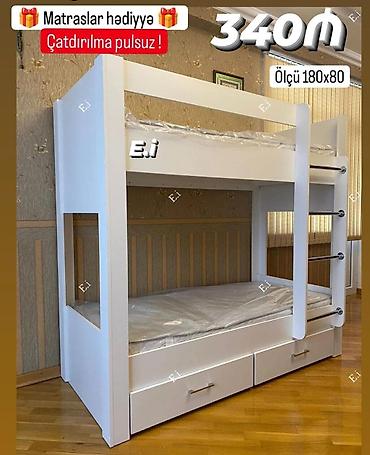 uşaq otaqı: İki mərtəbəli ağ çarpayı - Ölçü: 180x80 - Qiymət: 340 ₼ - Aşağı — 1