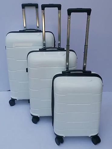 Putni koferi i torbe: Set kofera – 3 komada, beli, tvrda školjka - Tvrdi ABS/PC tip kofera — 5