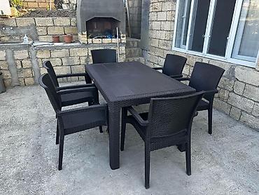 Bağ, çöl masa və oturacaq dəstləri: Yeni, Dördbucaq masa, 4 stul, Açılan, Stullar ilə, Plastik, Türkiyə — 8