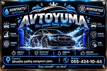 Avtoyumalar: Xidmət: Avtoyuma mərkəzi Moykaya işçi tələb olunur. iş qrafiki 9dan — 1