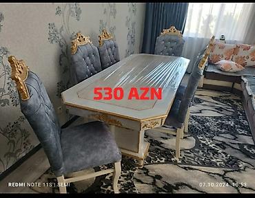 mdf panel: Qonaq otağı üçün, Yeni, Açılan, Dördbucaq masa, 6 stul — 3