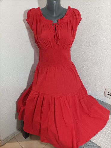 haljina letnja: L (EU 40), XL (EU 42), bоја - Crvena, Drugi stil, Kratkih rukava