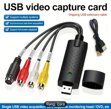 Audio və video kabellər: Video kasetlərin kompüterin yaddaşına köçürmək üçün USB çihaz