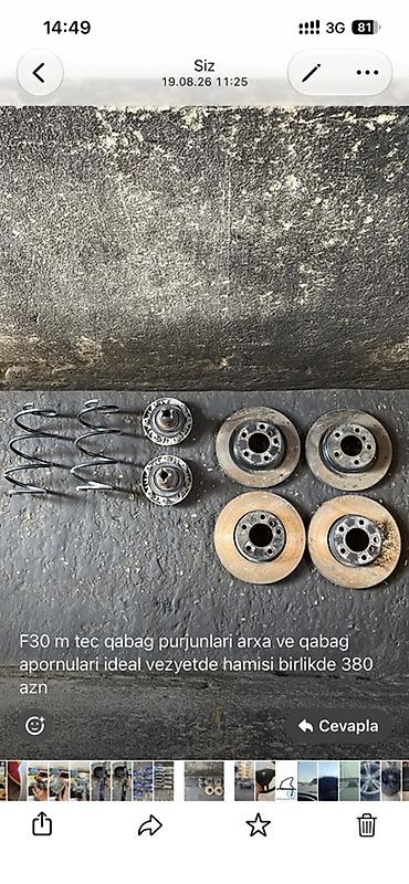 BMW ehtiyat hissələri 1) BMW F30 üçün комплект: - Ön M Tech yayları