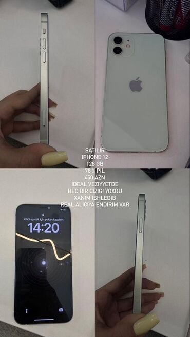 iphone 12 bakida: IPhone 12, 128 GB, Gümüşü, Face ID