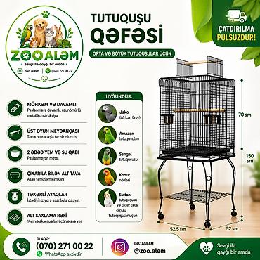 клетка для попугая большая: Tutuquşu Qəfəsi Bu model orta və böyük tutuquşular üçün hazırlanmış — 1