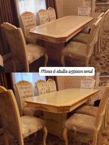 Mebel: Mebel dəsti – masa və 6 stul - Klassik üslubda yemək masası və 6 ədəd — 1
