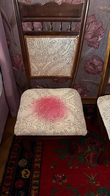 kafe stul: Taxta karkaslı klassik yemək otağı stulu - Material: tünd rəngli — 2