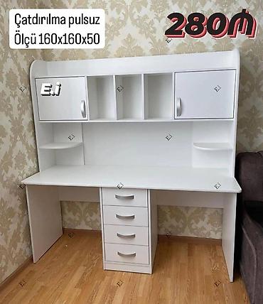 Мебель на заказ: Ağ rəngli yazı/iş masasının üstlü model Ölçü: 160 x 160 x 50 sm — 1