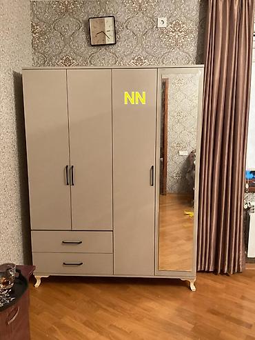 kuxna skaflari: Yeni, 4 qapılı, Güzgülü, Qəhvəyi, Taxta, Açılan, Düz dolab — 4