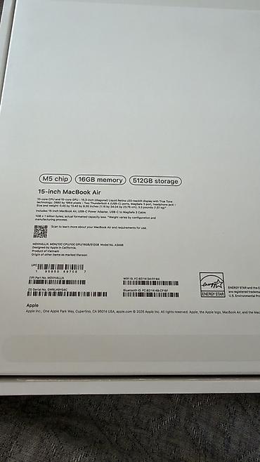 Ноутбуки Apple (MacBook): Apple MacBook Air 15" (модель A3448) - Чип Apple M5 - Память: 16 ГБ - — 2