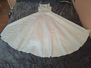 spandex elastin: Elegantna duga haljina u boji slonovače (ivory), klasičnog A-kroja sa — 2