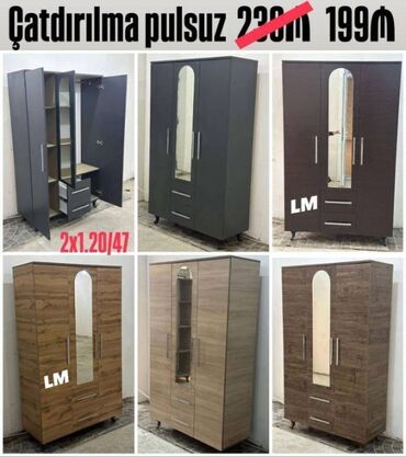 3 qapili dolab: Üç qapılı dolablar 18'Lik laminatla (içi dsp) Qiymət : 199₼ Yüksək