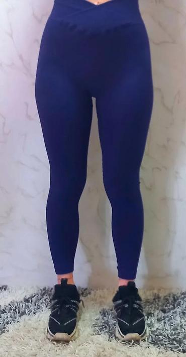 Helanke, biciklistički šortsevi: Ribane sportske helanke – tamnoplave - Model: visok struk, dužina do — 10