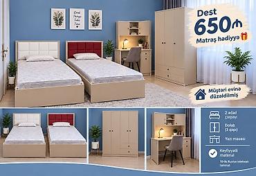 Uşaq/yeniyetmə otağı üçün tam mebel dəsti Tərkibi: - 2 ədəd tək