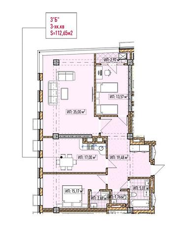 восток сити 6 этаж: 3 комнаты, 112 м², Асанбай мкр 9 этаж, ПСО (под самоотделку) — 2