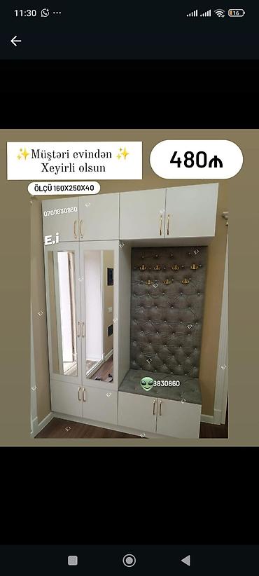 asılqan qarmaq: Yeni, 2 qapılı, Güzgülü, Ağ, Açılan, Düz dolab — 1