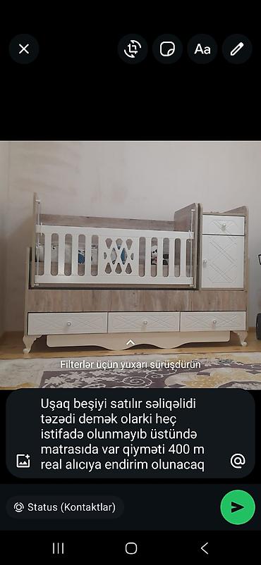 Beşiklər: Uşaq beşiyi – çevrilə bilən model - Material: ağ və ağac tonlarında — 1