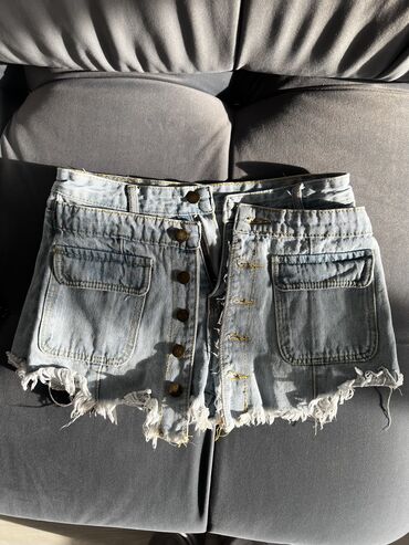 джинсовые шорты: Юбка-шорты, Короткая модель, Лето, Турция, S (EU 36)