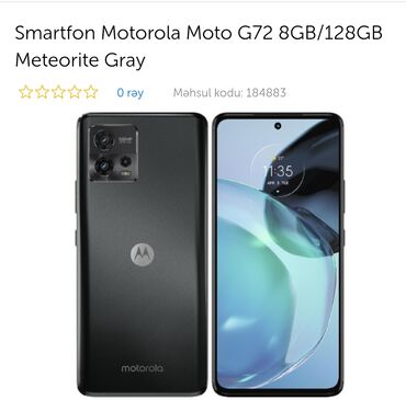 12 volt mator: Motorola Moto G72, 128 GB, rəng - Gümüşü, Sensor, Barmaq izi, İki sim kartlı