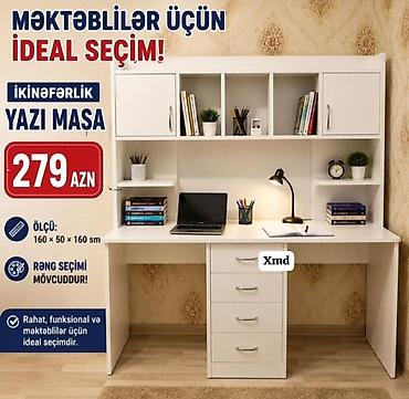 письменный стол для школьника: İkinəfərlik yazı masası – məktəblilər üçün funksional seçim! • Ölçü — 1