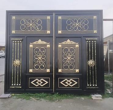 peredok 07 sekilleri: Metall darvaza və giriş qapıları – dekorativ döymə elementli, ikitaylı — 3