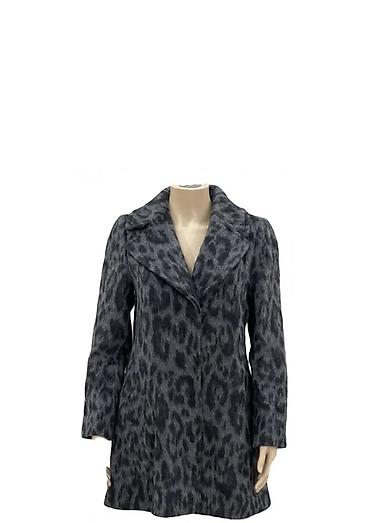 don ikisi bir yerdə: Qadın paltosu – boz-qara leopard naxışlı - Model: dizüstü uzunluqda — 1