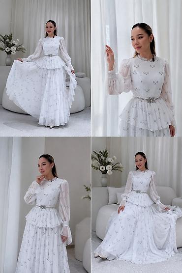 символическую: Вечернее платье, Длинная модель, Шифон, С рукавами, M — 6