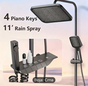 Ostale sanitarije: Tuš sistem 4-u-1 – boja: crna - Gornja “kišna” tuš ruža 11" za širok — 9