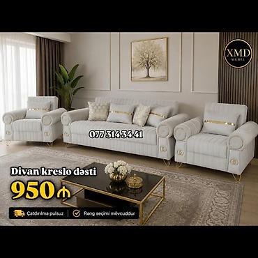 divan kreslo üzlüyü: Divan-kreslo dəsti - Tərkibi: 1 ədəd geniş divan + 2 ədəd tək kreslo — 1