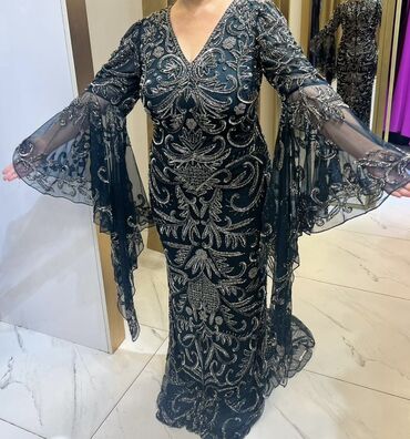 Ziyafət donları: Qaraya çalan yaşıl rəngli, uzun ziyafət/libas - Material: şəffaf — 18