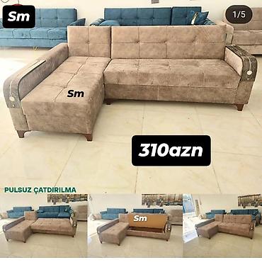 divan temizleme: Künc divan – açılıb-yığılan model - Rəng: açıq qəhvəyi (nubuk/şamoa — 1