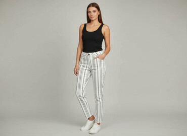 jeansy damskie z lampasami: Material trousers for women, size L
