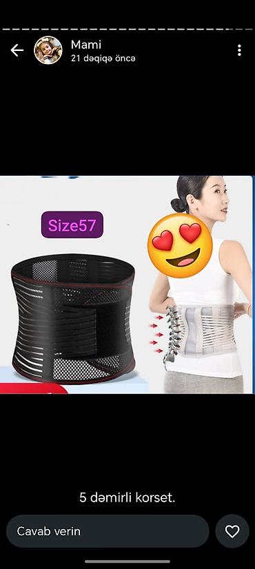 Bandajlar, korsetlər, korrektorlar: Bel korseti – 5 dəmirli dəstəkli model. - Ölçü: 57 (Size 57 qeyd — 1