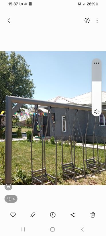 подвесной кресло: Уличные качели на каркасе из металла (многоместные) - Стационарная