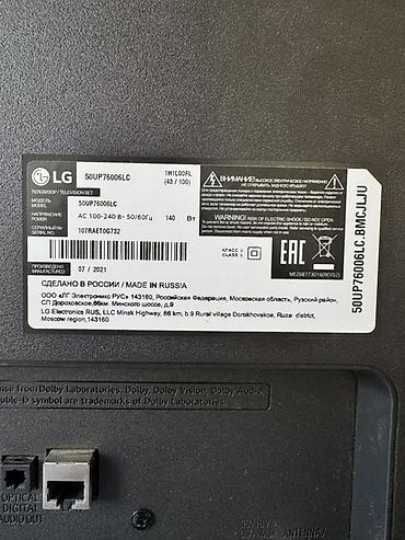 Televizorlar: LG 50UP76006LC 50 düym Smart TV Xüsusiyyətlər: - Ekran: 50" (126 sm) — 3