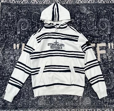 Толстовки: Stone Island x Supreme Hoodie - Rəng və dizayn: Ağ əsas fon üzərində — 1