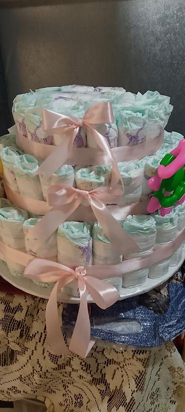 diş tortu: Üçmərtəbəli “pampers tortu” – yeni doğulan körpə üçün dekorativ və — 2