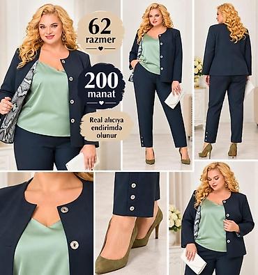 dest geyimler: Plus-size qadın kostyumu – 62 razmer Tərkib: - 2 hissə: düyməli jaket — 1