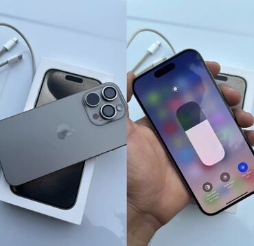 Apple iPhone: IPhone 15 Pro, 256 GB, Natural Titanium, Zəmanət, Simsiz şarj, Face ID