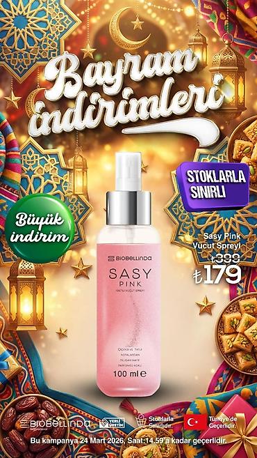 philos parfum: Məhsul: Biobellinda Sasy Pink İşıltılı Bədən Spreyi – 100 ml — 1