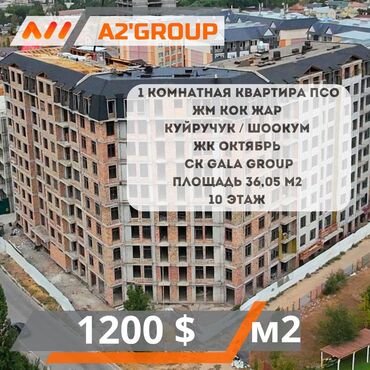 апартаменты купить квартиру: 1 комната, 36 м², Индивидуалка, 10 этаж, ПСО (под самоотделку)
