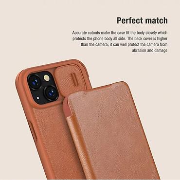 Maske i futrole za telefone: Zaštitna maska Nillkin Qin Pro za iPhone 14 Plus 6.7 inča, crne boje — 8