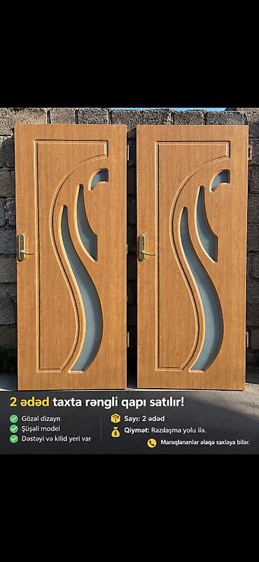 Digər mebel: 🚪 2 ədəd taxta rəngli qapı satılır! ✅ Gözəl dizayn ✅ Şüşəli model 📦 — 1