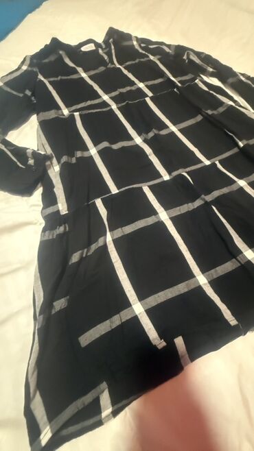 Tunike: Ženska tunika/haljina JANINA - Boja: crna sa velikim belim kariranim — 4