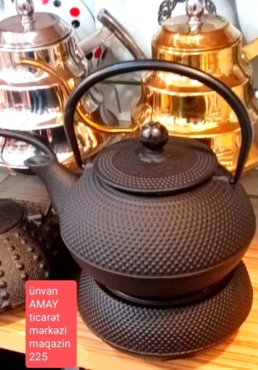 Заварочные чайники: Новый, цвет - Черный, Заварочный чайник, Чугун
