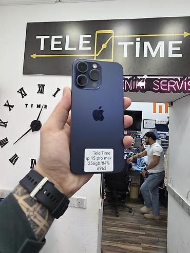 iphone şunuru: IPhone 15 Pro Max, 256 GB, Blue Titanium, Zəmanət, Simsiz şarj, Face ID — 1